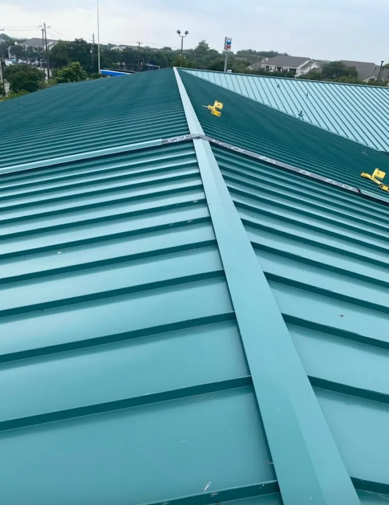 Green commercial metal roof ridge and valley for Metal Roof Repair in Wallkill